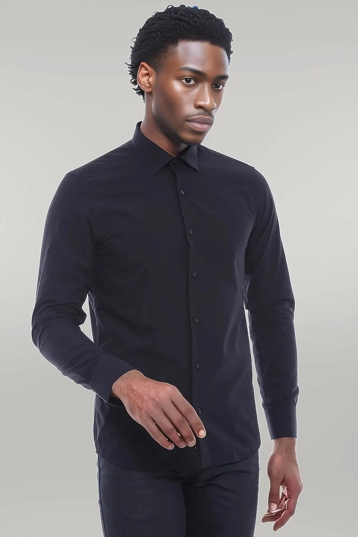Cotton Satin Slim Fit Black Men Shirt - Wessi sold by Wessi product image thumbnail 2