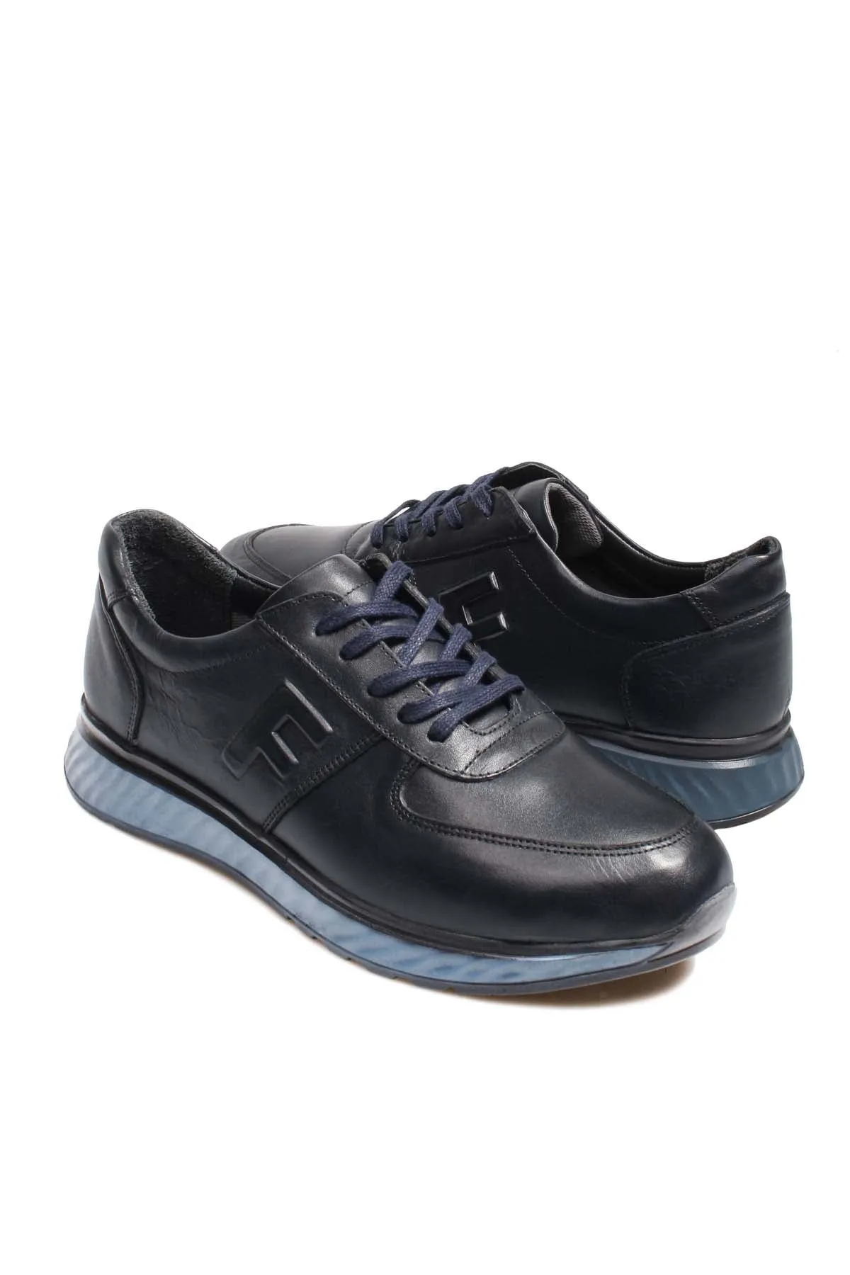 Men's Navy Blue Leather Sneakers with Blue Sole - Wessi sold by Wessi product image thumbnail 5