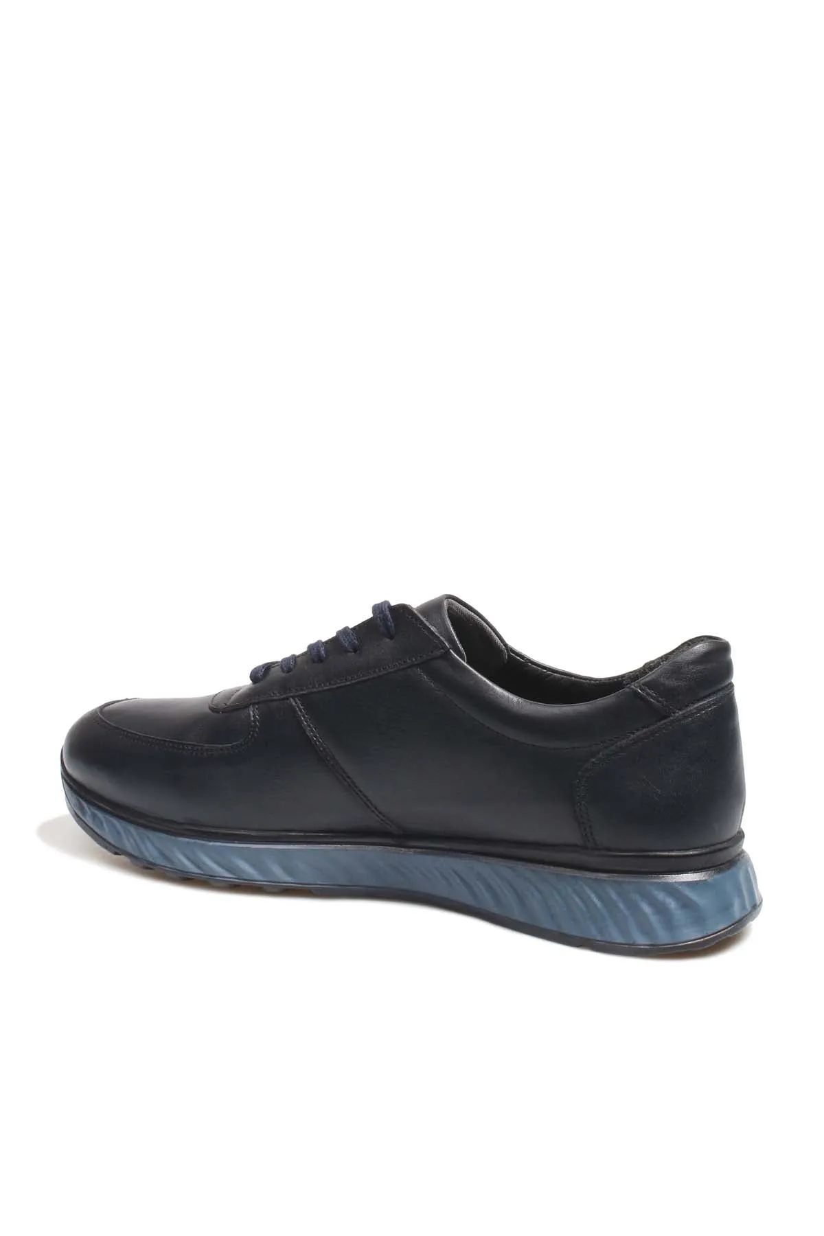 Men's Navy Blue Leather Sneakers with Blue Sole - Wessi sold by Wessi product image thumbnail 2