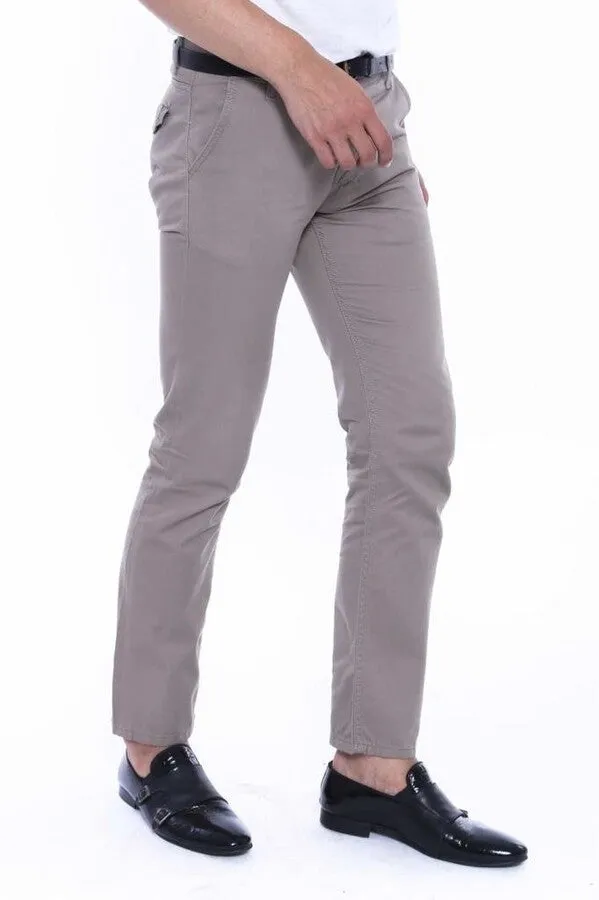 Flap Pockets Cotton Plain Beige Men Pants - Wessi sold by Wessi product image thumbnail 3