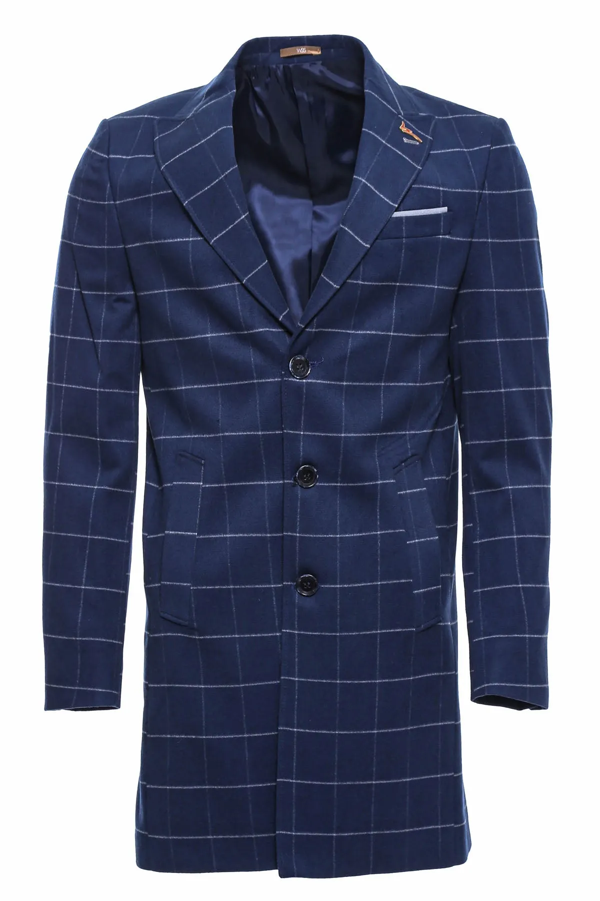 Wide Pointed Collar Indigo Men Coat - Wessi sold by Wessi product image thumbnail 4