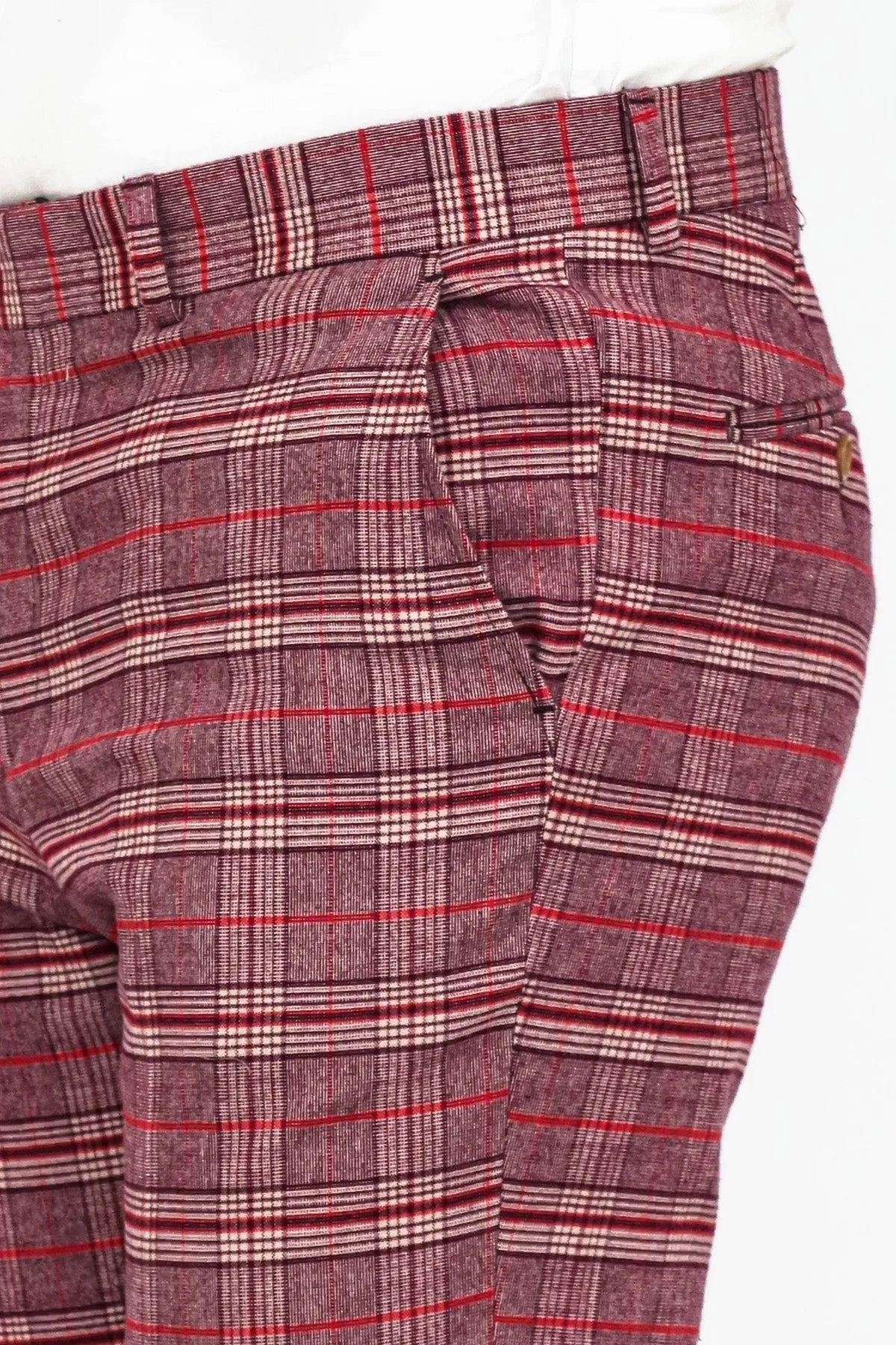 Plaid Slim Fit Burgundy Men Pants - Wessi sold by Wessi product image thumbnail 2