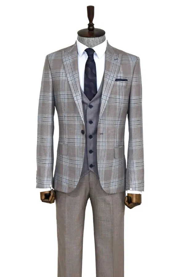 Slim Fit Vested Light Brown Men Suit - Wessi sold by Wessi product image thumbnail 4