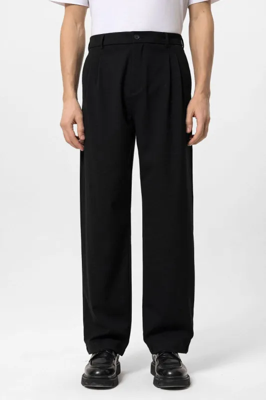 Black High Waist Pleated Comfortable Fit Men's Trousers - Wessi sold by Wessi