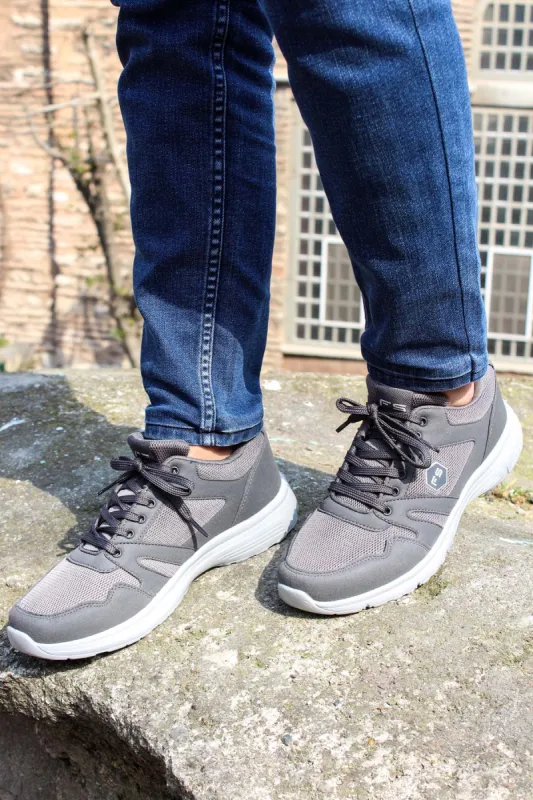 Men's Gray Mesh Running Sneakers-Wessi made by Wessi