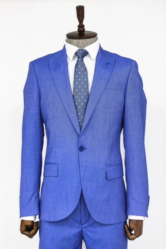 2 Piece Patterned Slim Fit Blue Men Suit - Wessi sold by Wessi