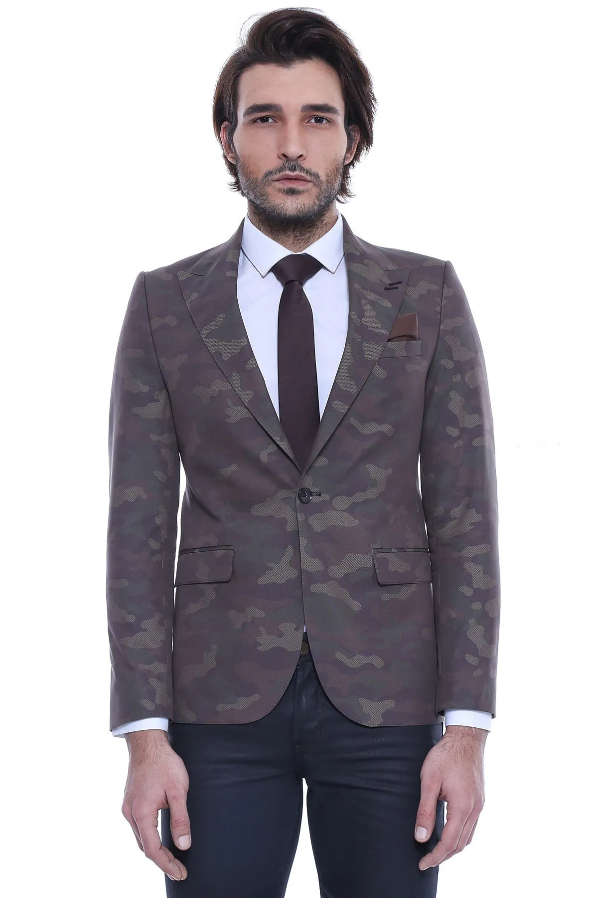 Single Button Camouflage Green Jacket-Wessi sold by Wessi product image thumbnail 2