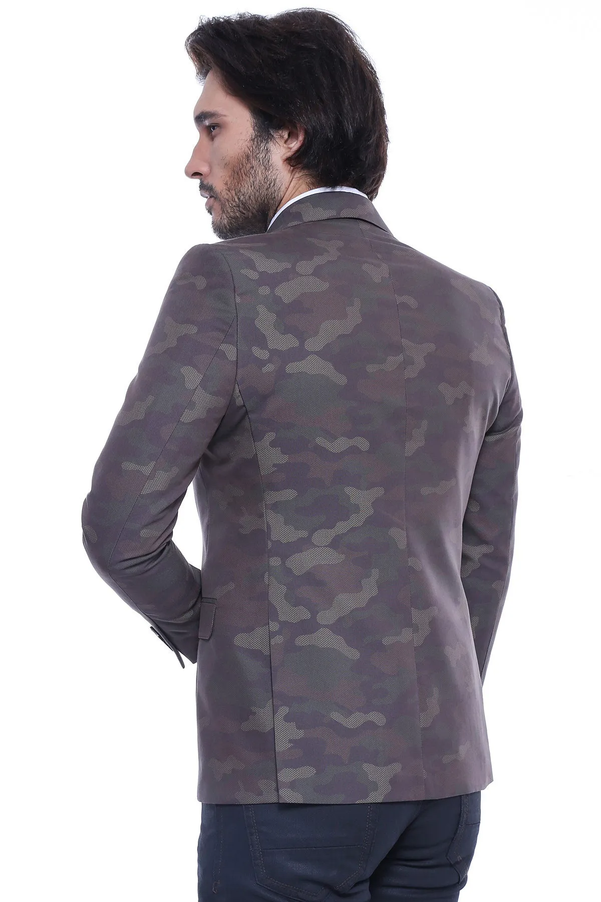Single Button Camouflage Green Jacket-Wessi sold by Wessi product image thumbnail 3