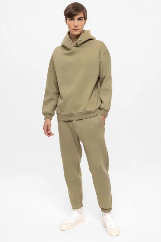 Khaki Oversize Hooded Men's Sweatshirt - Wessi sold by Wessi