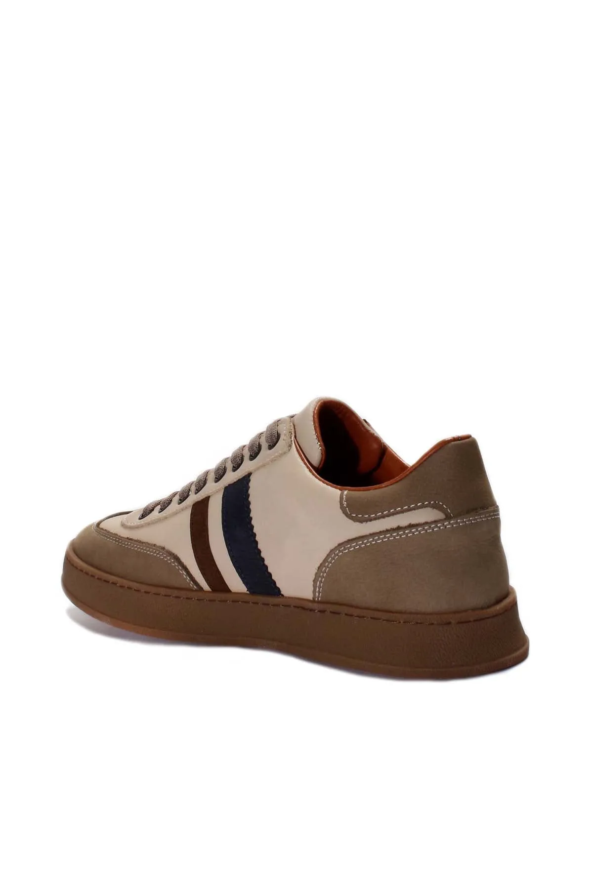Men's Beige and Taupe Sneakers with Navy and Brown Accents - Wessi sold by Wessi product image thumbnail 3