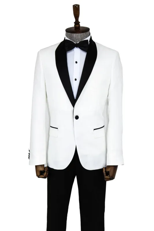 Pentagon Patterned Shawl Lapel White Men Prom Blazer and Trousers Combination Suit- Wessi sold by Wessi