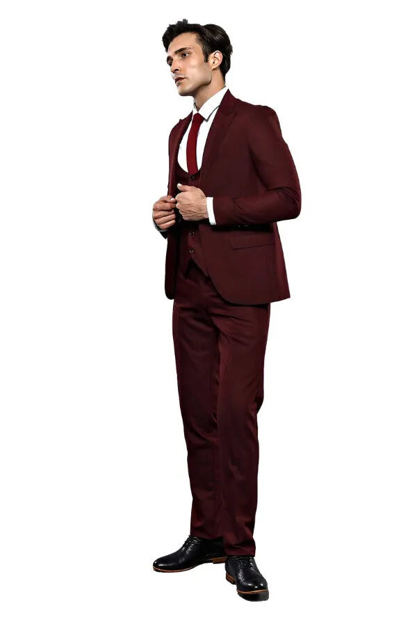 Patterned Claret Red 3 Piece Suit | Wessi sold by Wessi product image thumbnail 2