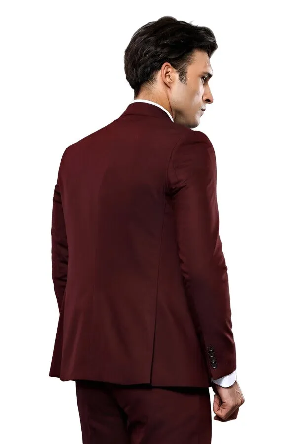 Patterned Claret Red 3 Piece Suit | Wessi sold by Wessi product image thumbnail 4