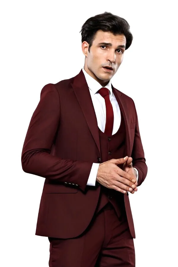 Patterned Claret Red 3 Piece Suit | Wessi sold by Wessi product image thumbnail 5