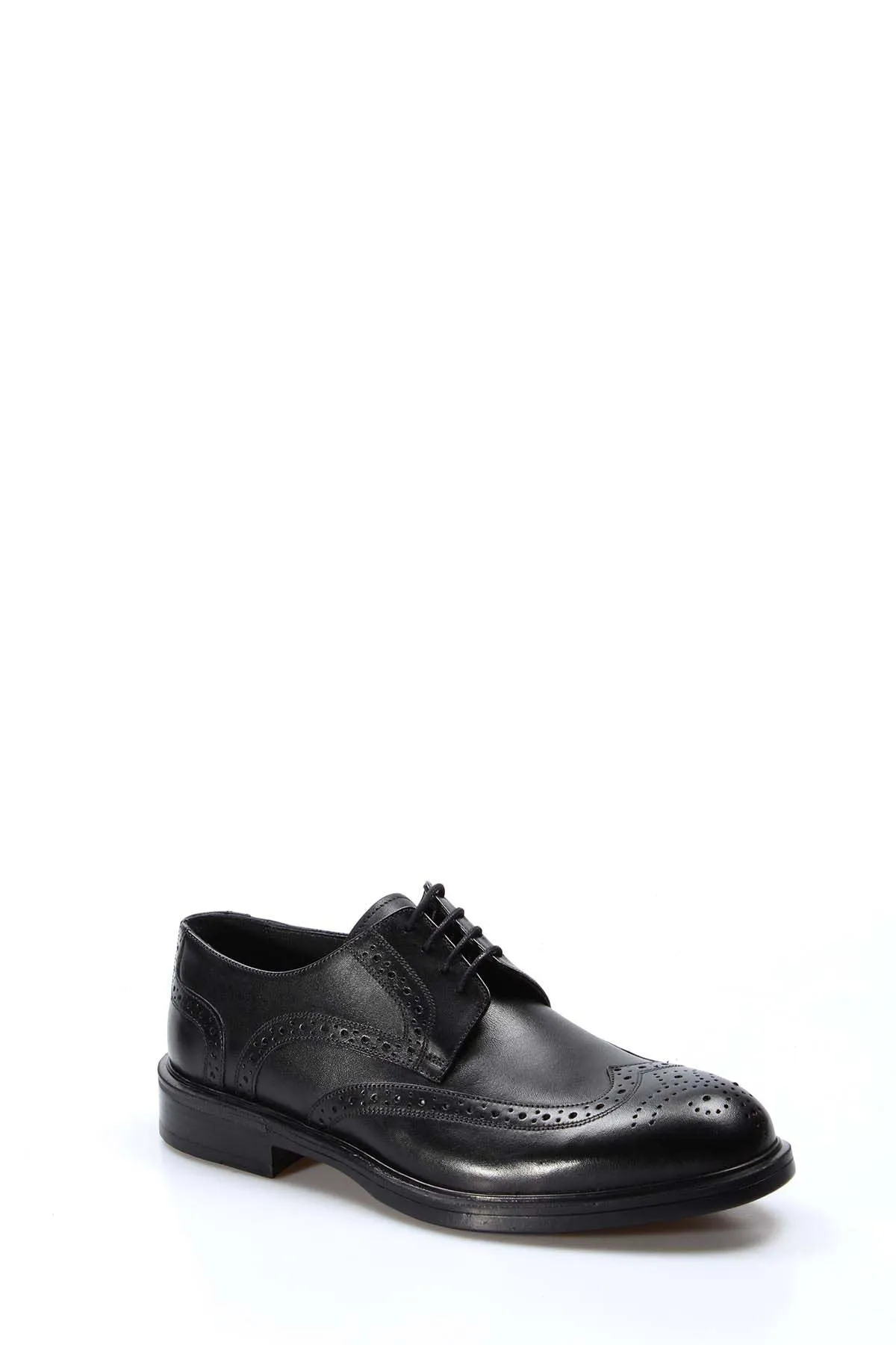 Men's Black Leather Brogue Shoes with Wingtip Detailing - Wessi sold by Wessi product image thumbnail 3
