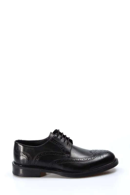 Men's Black Leather Brogue Shoes with Wingtip Detailing - Wessi sold by Wessi