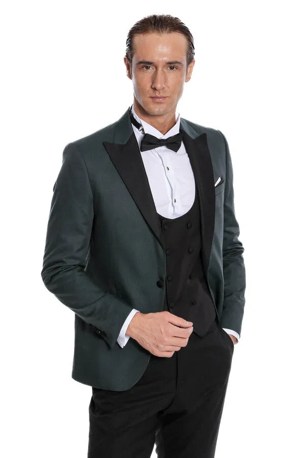 Dot Patterned Dark Green Men Tuxedo - Wessi sold by Wessi product image thumbnail 5