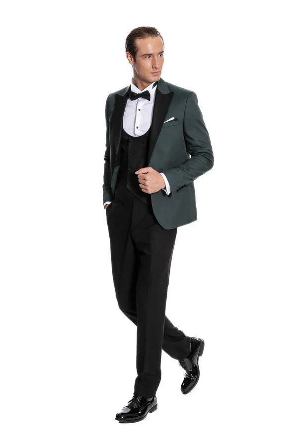 Dot Patterned Dark Green Men Tuxedo - Wessi sold by Wessi product image thumbnail 2