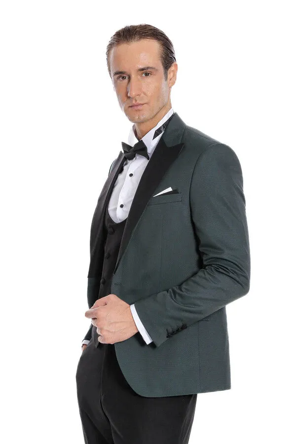 Dot Patterned Dark Green Men Tuxedo - Wessi sold by Wessi product image thumbnail 3