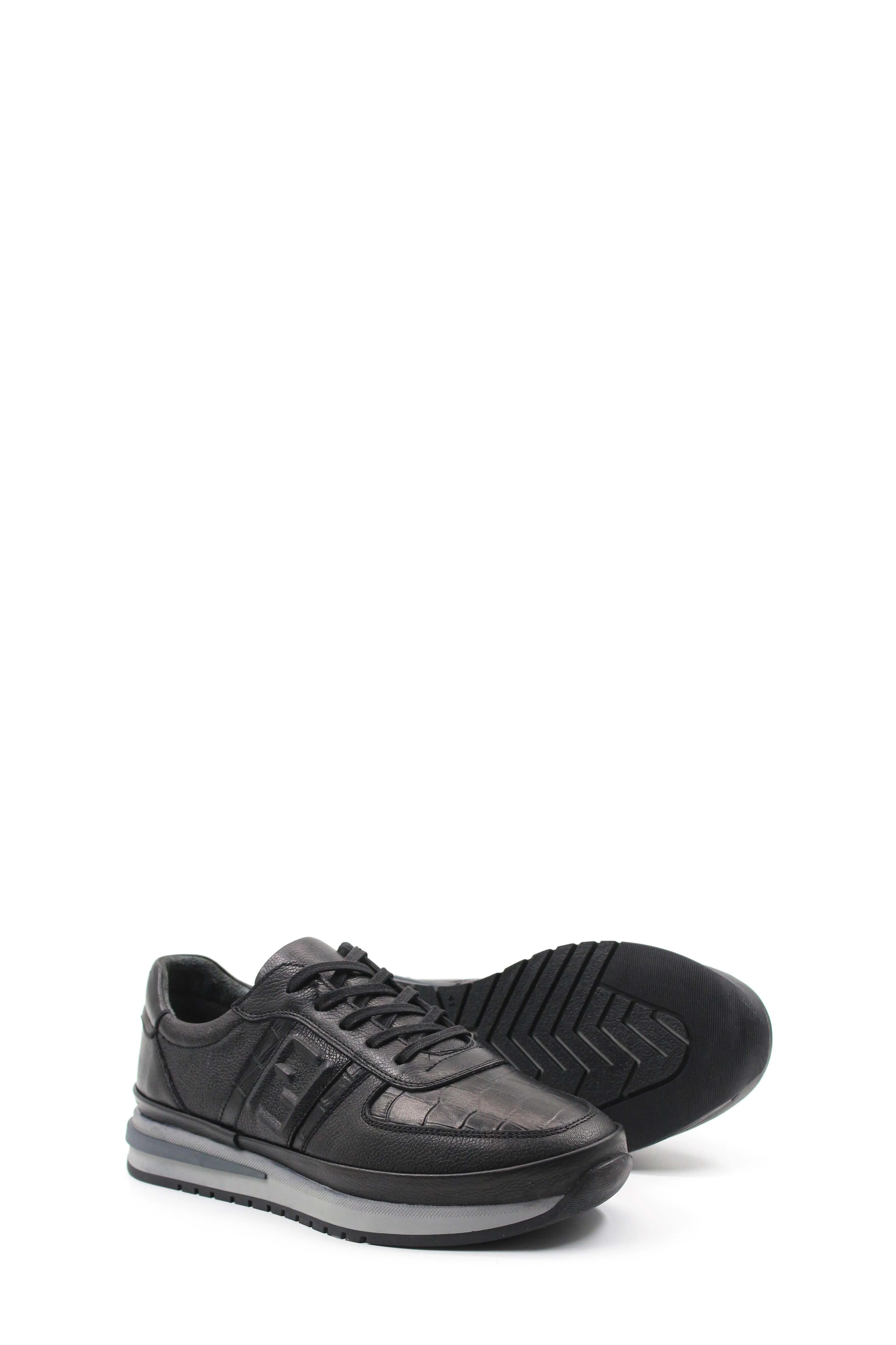 Black Leather Athletic Sneakers-Wessi sold by Wessi product image thumbnail 3