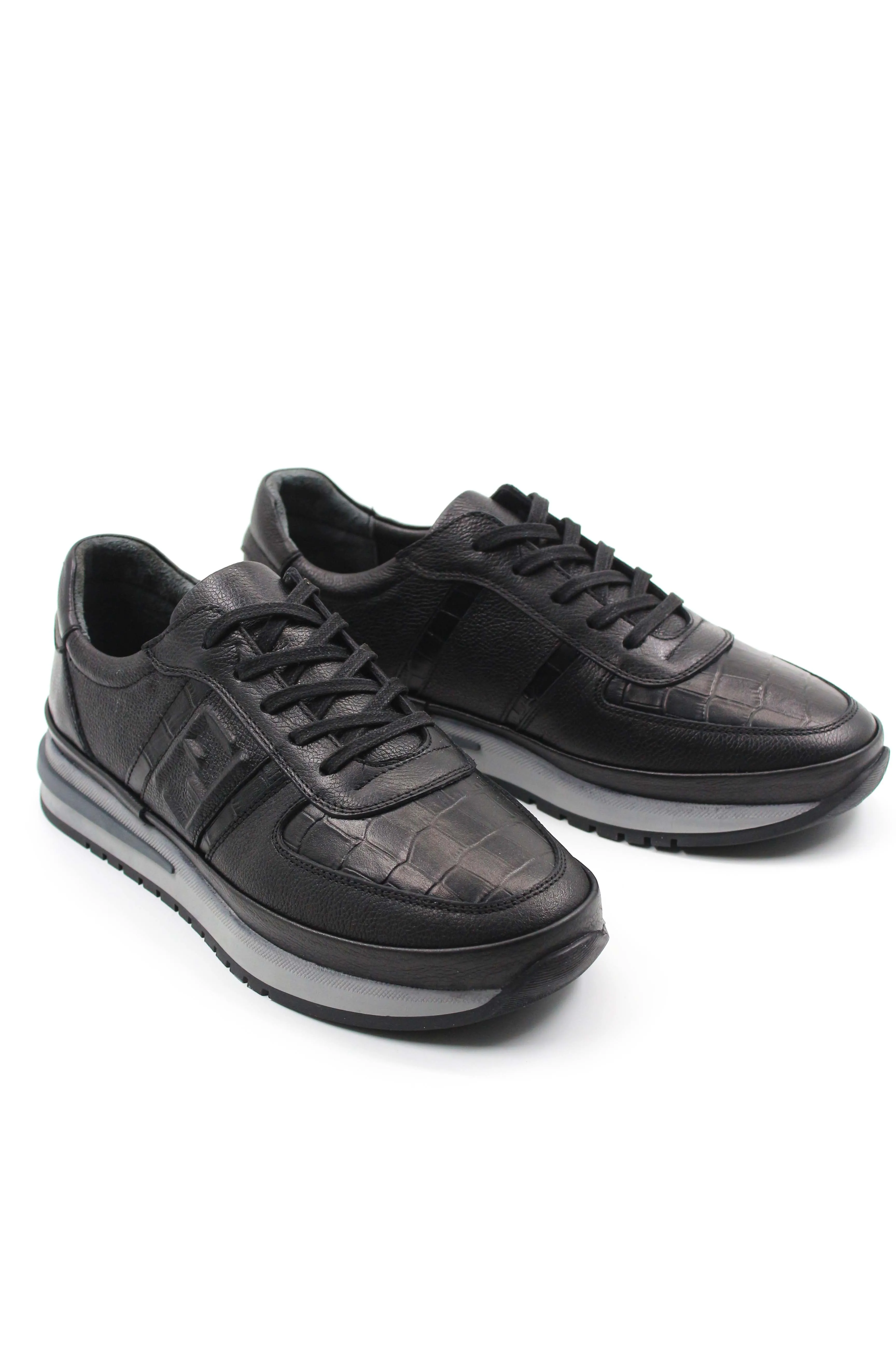Black Leather Athletic Sneakers-Wessi sold by Wessi product image thumbnail 4