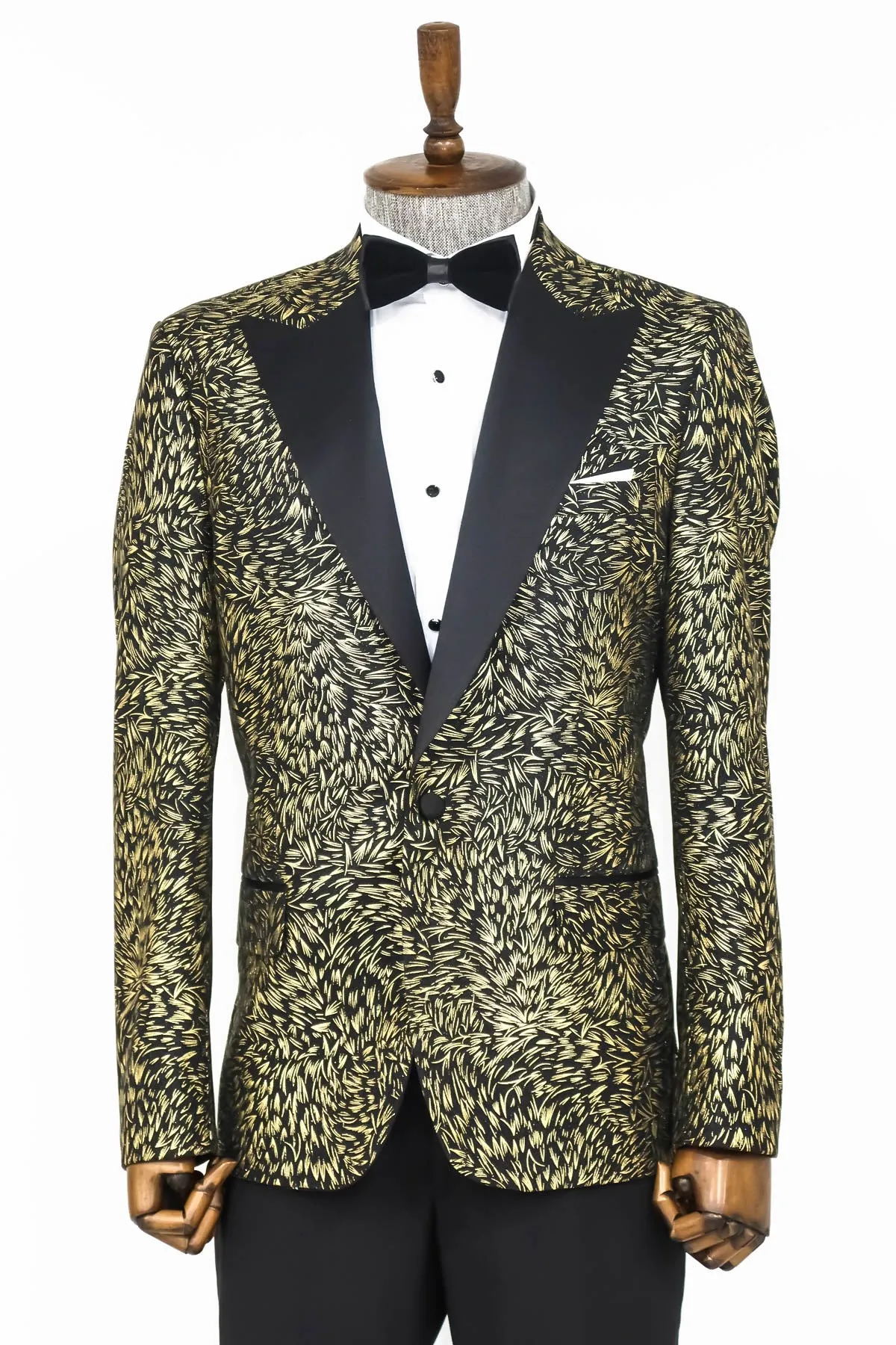 Feather Patterned Slim Fit Black Men Party Blazer - Wessi sold by Wessi product image thumbnail 4