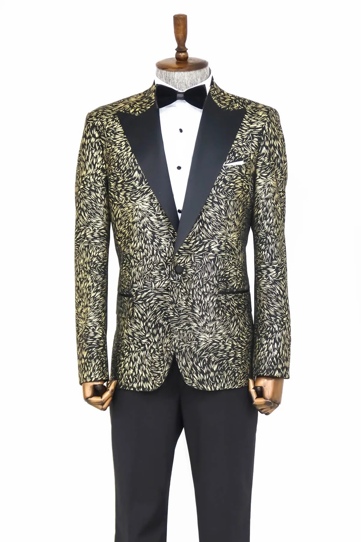 Feather Patterned Slim Fit Black Men Party Blazer - Wessi sold by Wessi product image thumbnail 3