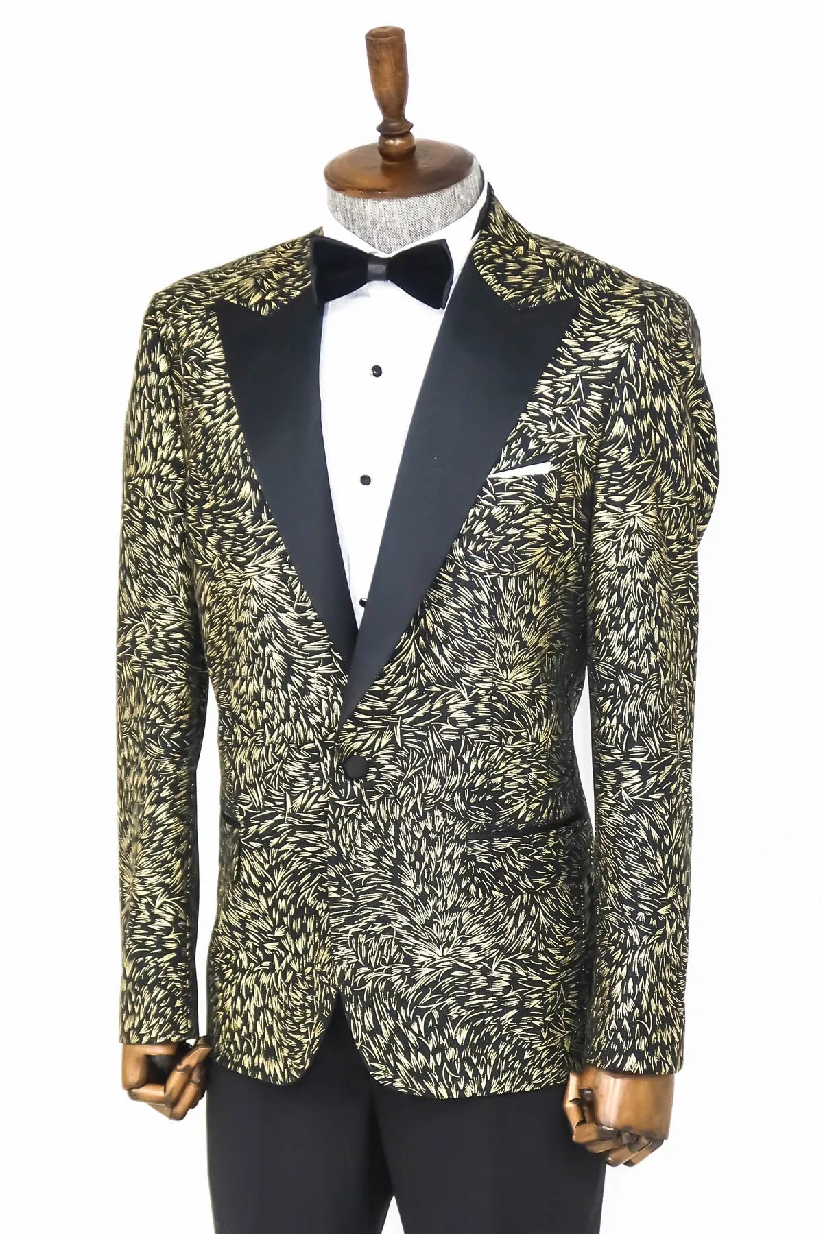 Feather Patterned Slim Fit Black Men Party Blazer - Wessi sold by Wessi product image thumbnail 5