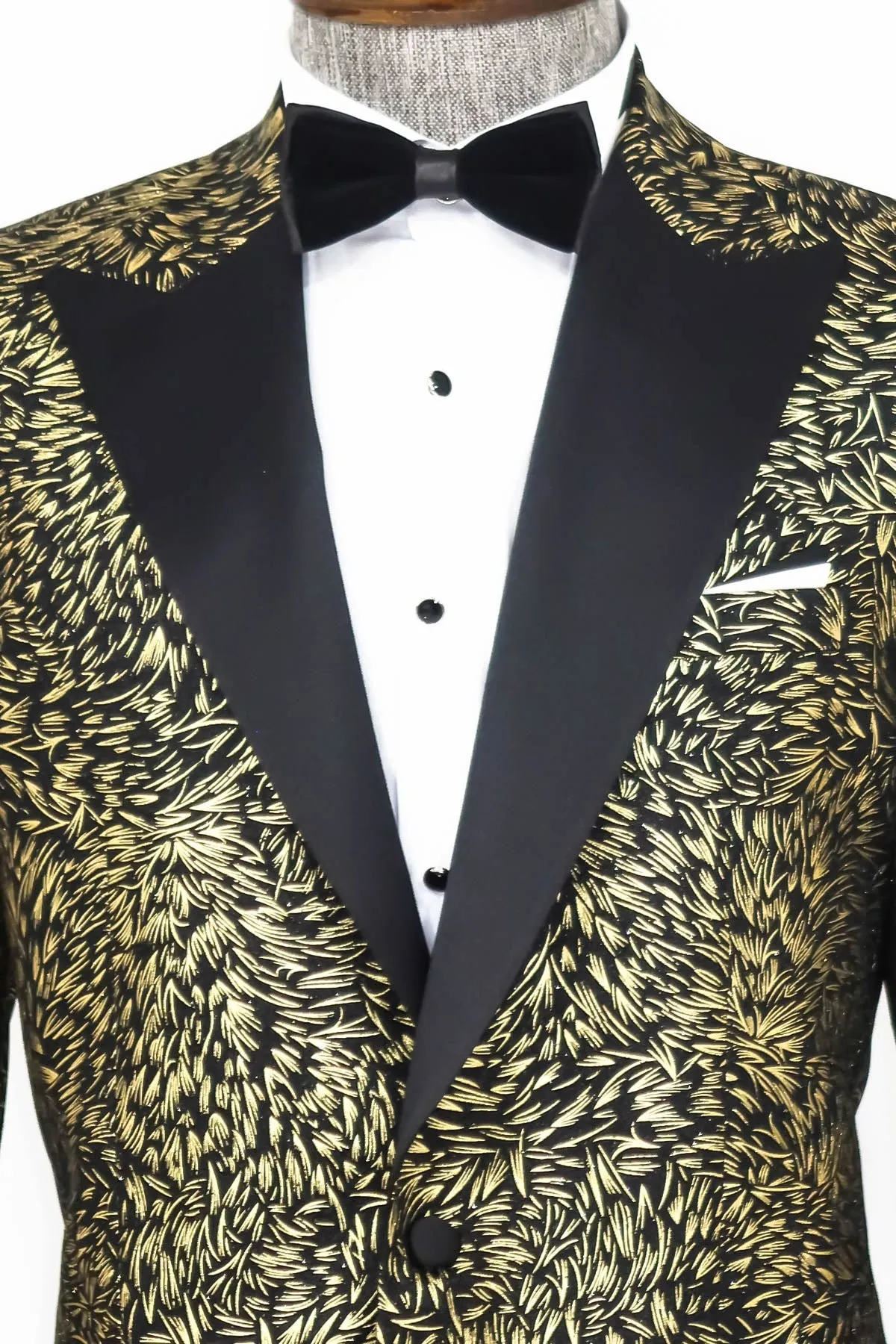 Feather Patterned Slim Fit Black Men Party Blazer - Wessi sold by Wessi product image thumbnail 2