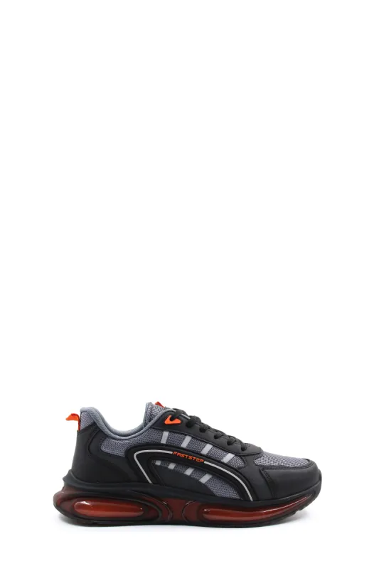 Men's Black and Gray Air Cushion Sneakers with Orange Accents - Wessi sold by Wessi