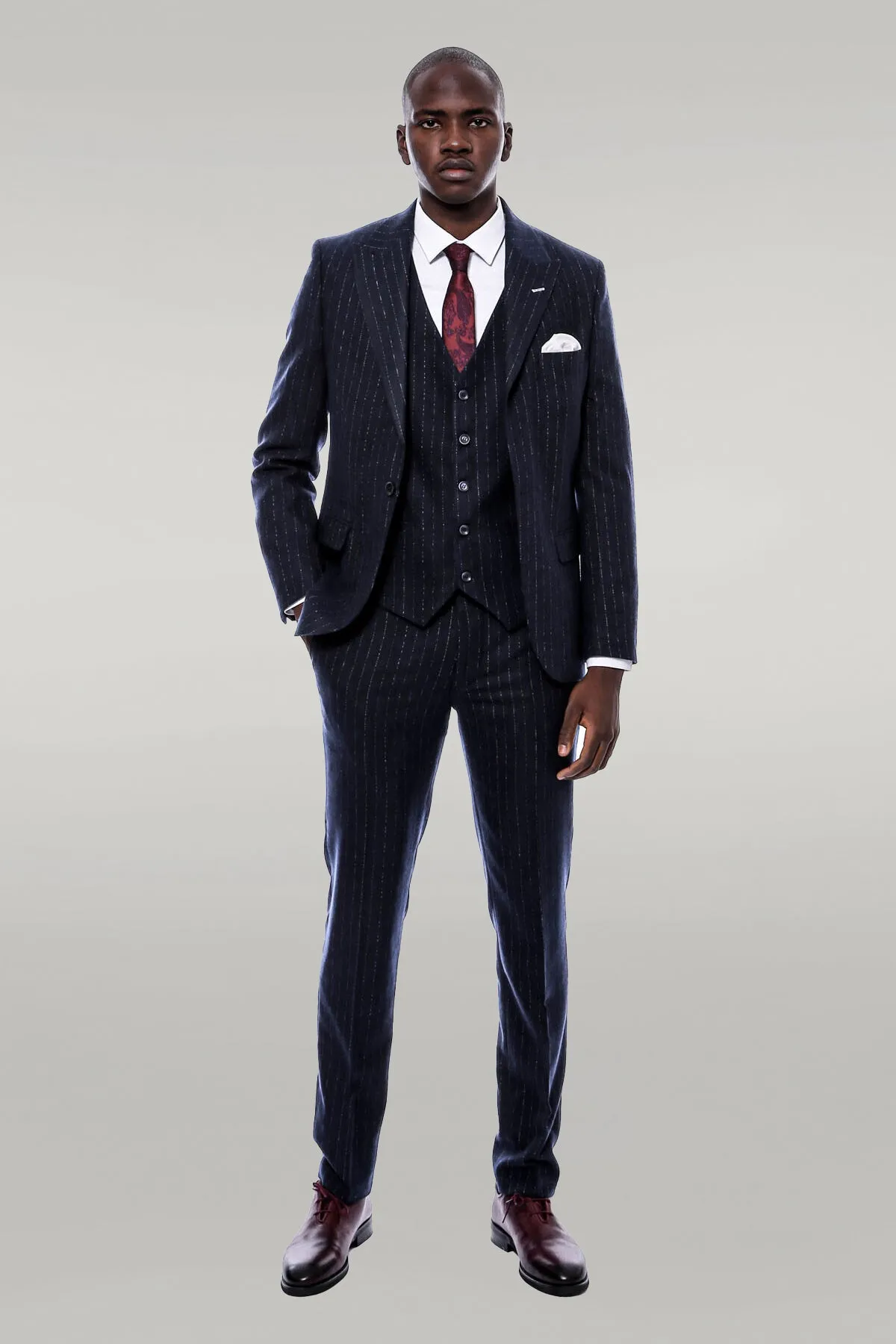 Striped Navy Vested Suit - Wessi sold by Wessi product image thumbnail 2