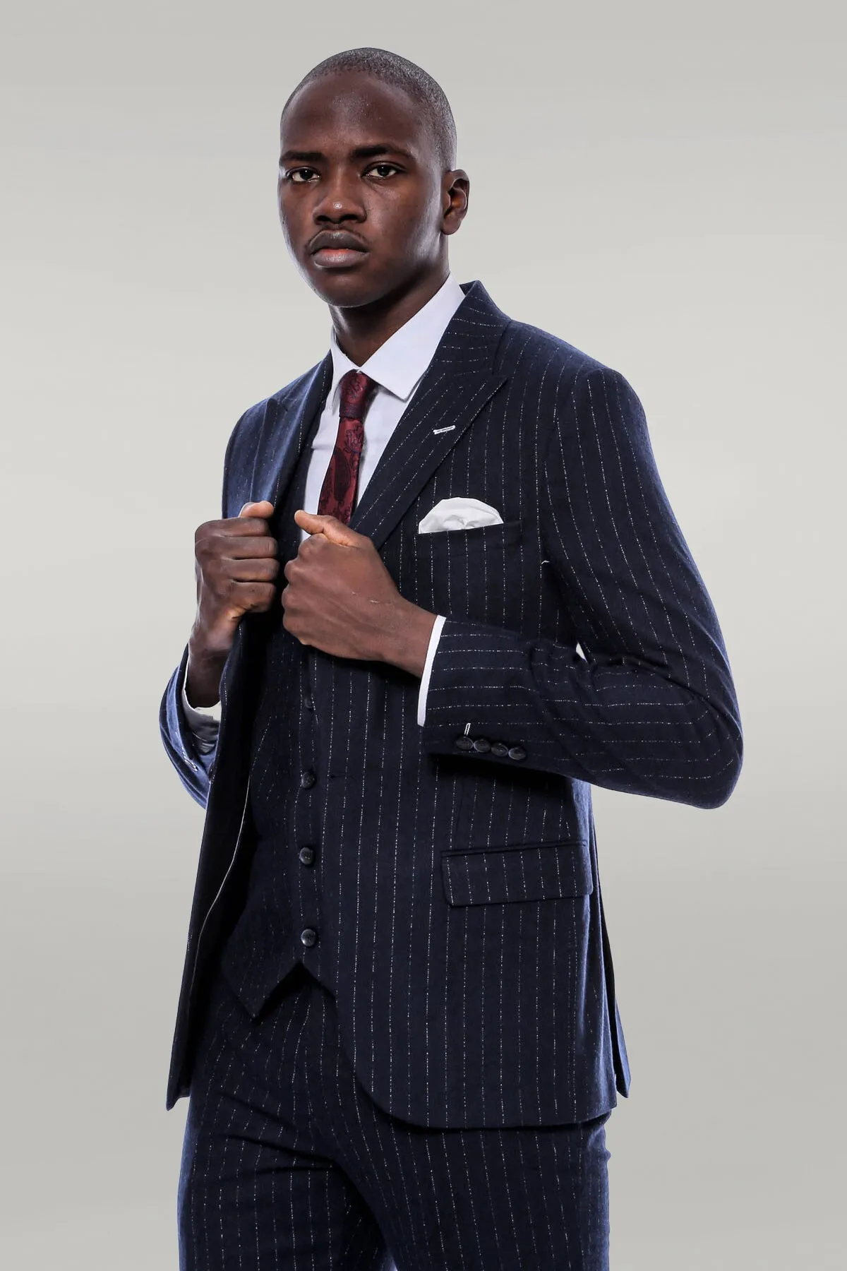 Striped Navy Vested Suit - Wessi sold by Wessi product image thumbnail 3