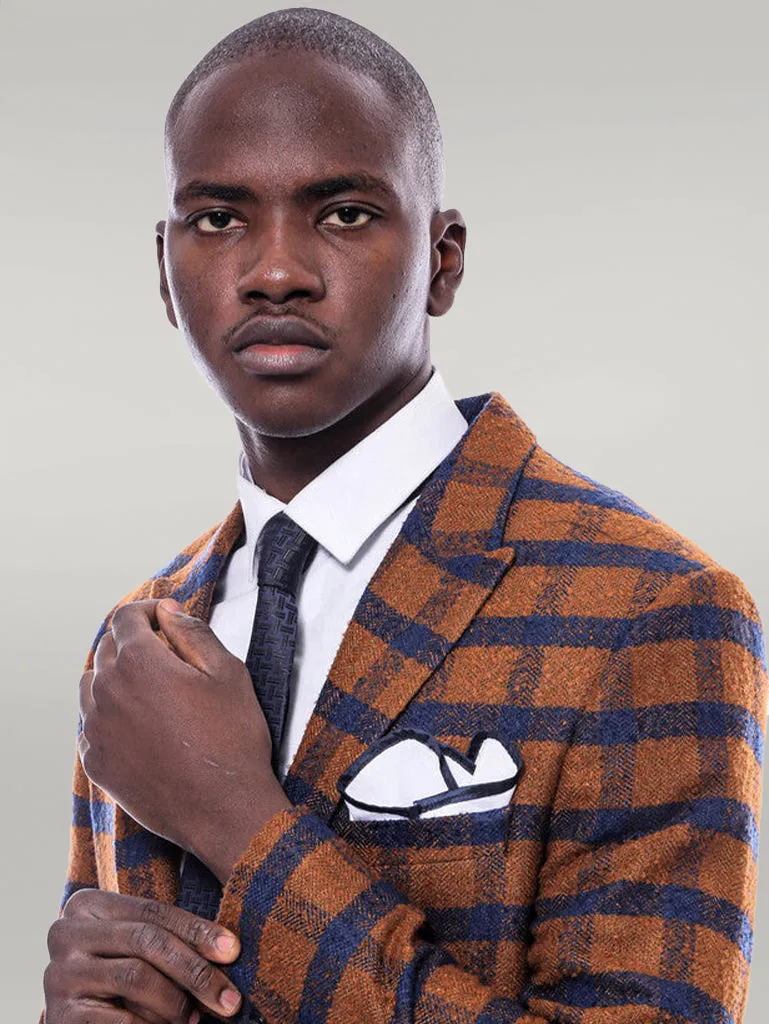 Checked Tawny Slim-Fit Blazer - Wessi sold by Wessi product image thumbnail 2