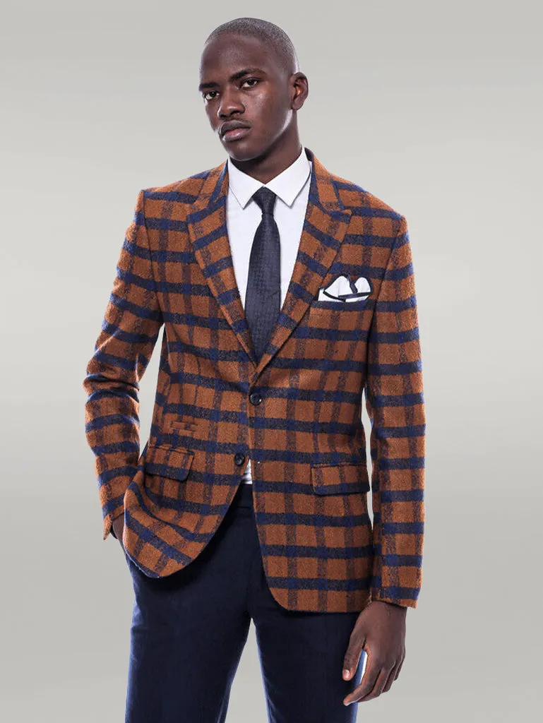 Checked Tawny Slim-Fit Blazer - Wessi sold by Wessi