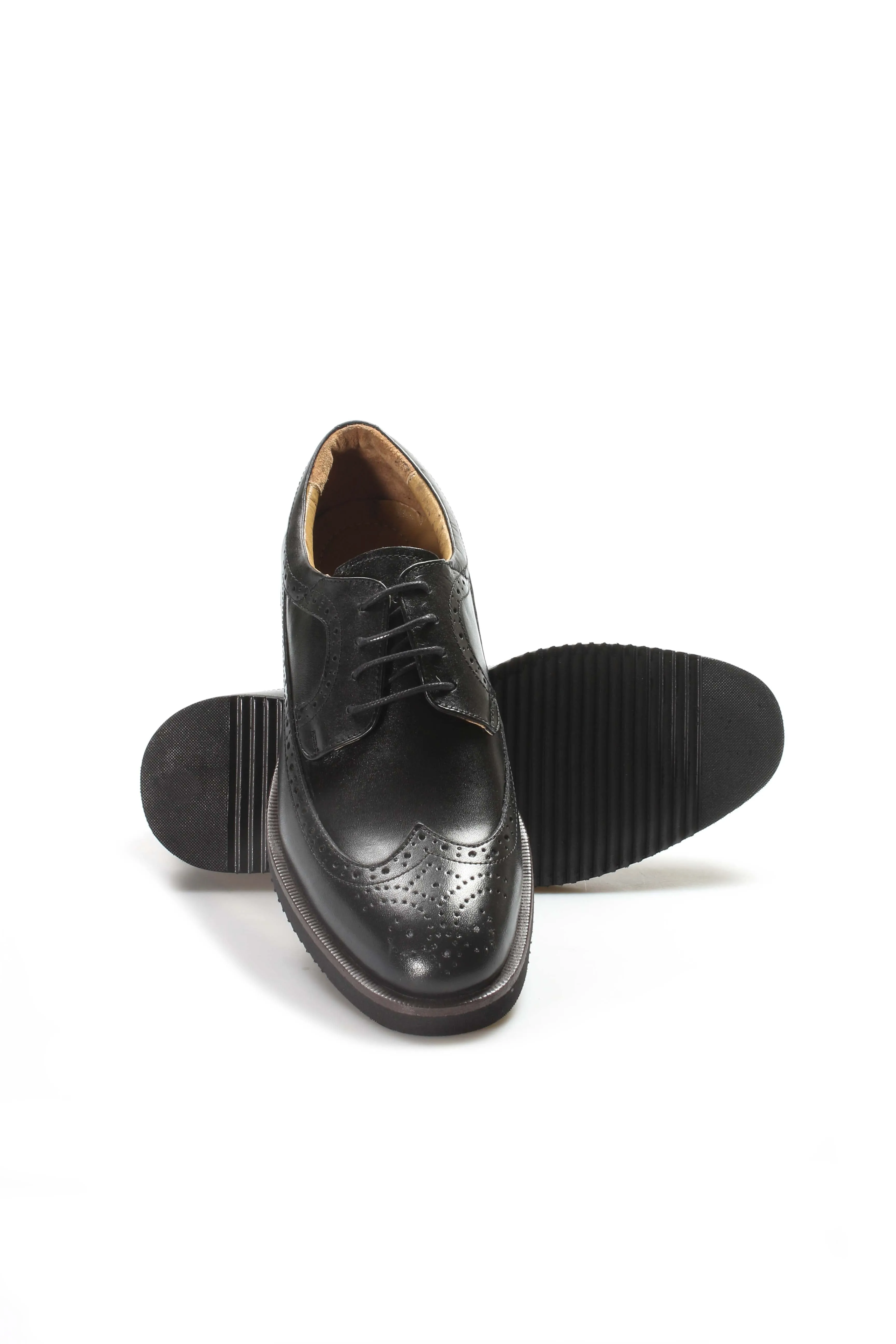 Men's Black Leather Brogue Dress Shoes - Wessi sold by Wessi product image thumbnail 5