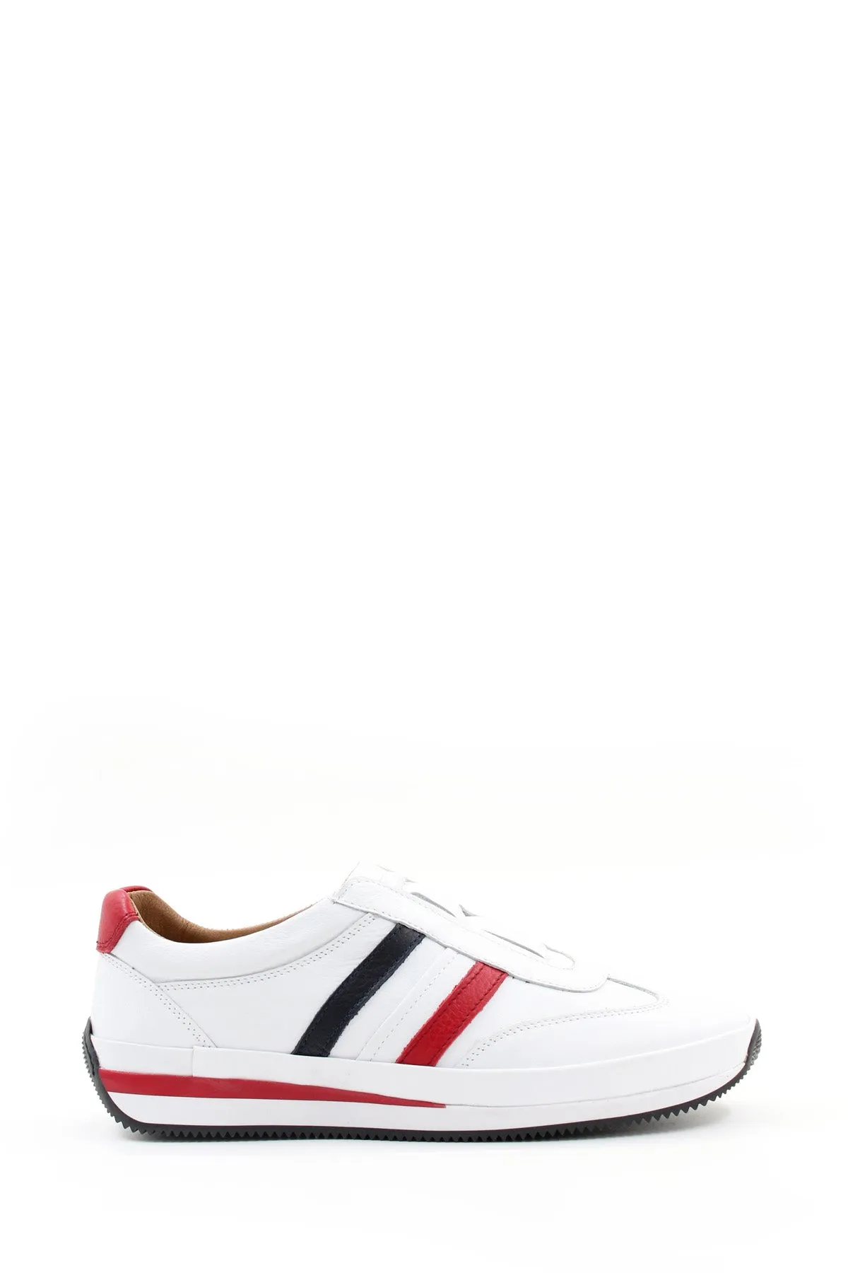 White Leather Striped Slip-On Sneakers Wessi sold by Wessi