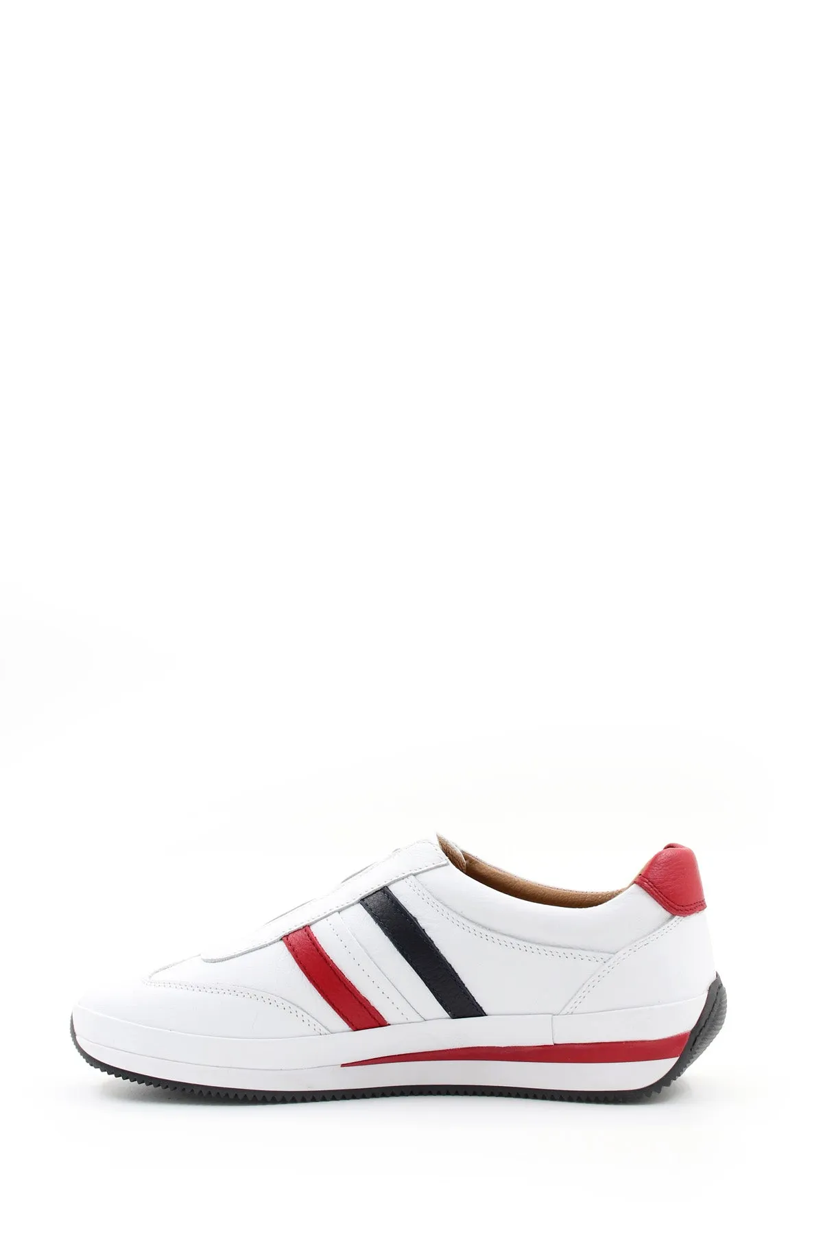 White Leather Striped Slip-On Sneakers Wessi sold by Wessi product image thumbnail 2