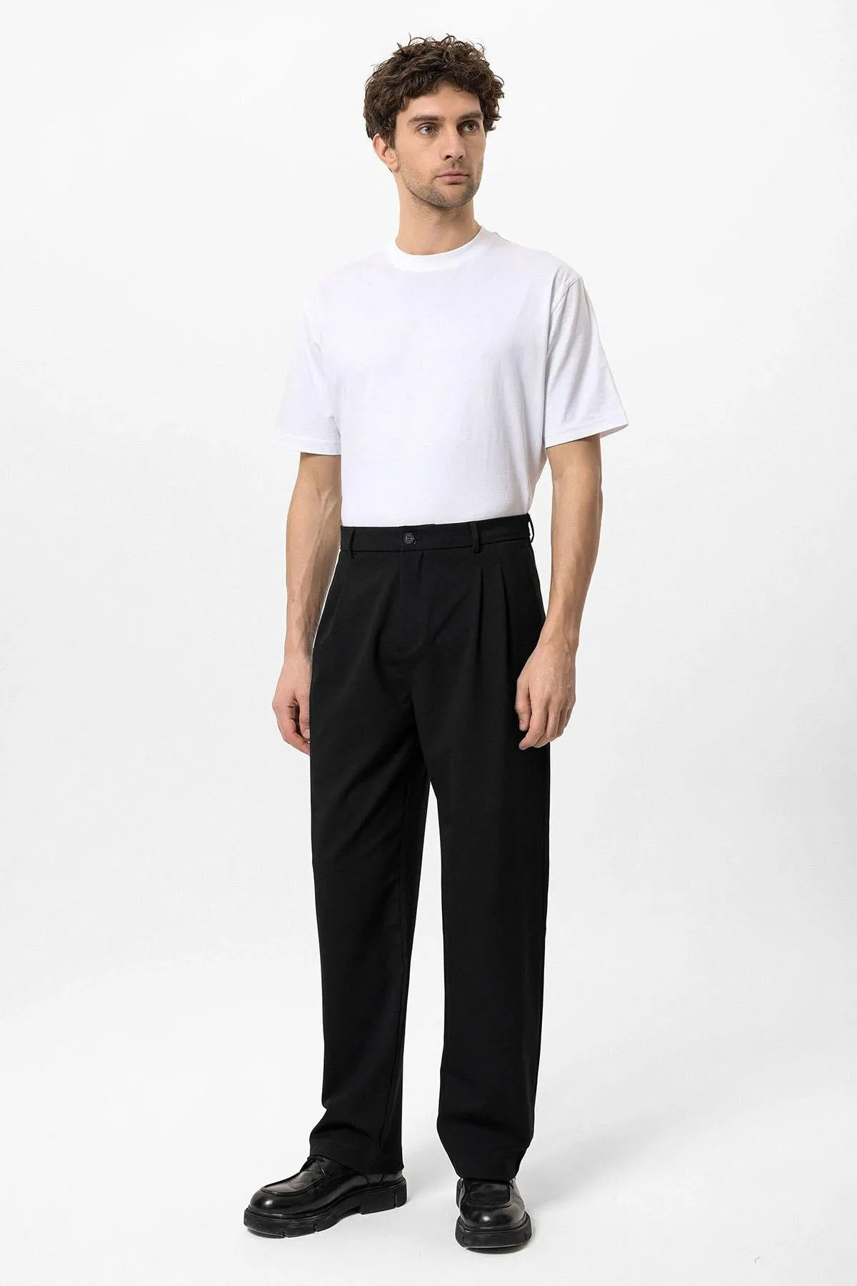 Men's Black High Waist Pleated Comfortable Fit  Trousers - Wessi sold by Wessi product image thumbnail 3