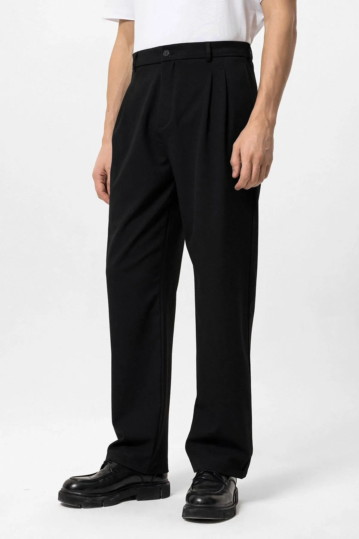 Men's Black High Waist Pleated Comfortable Fit  Trousers - Wessi sold by Wessi product image thumbnail 2