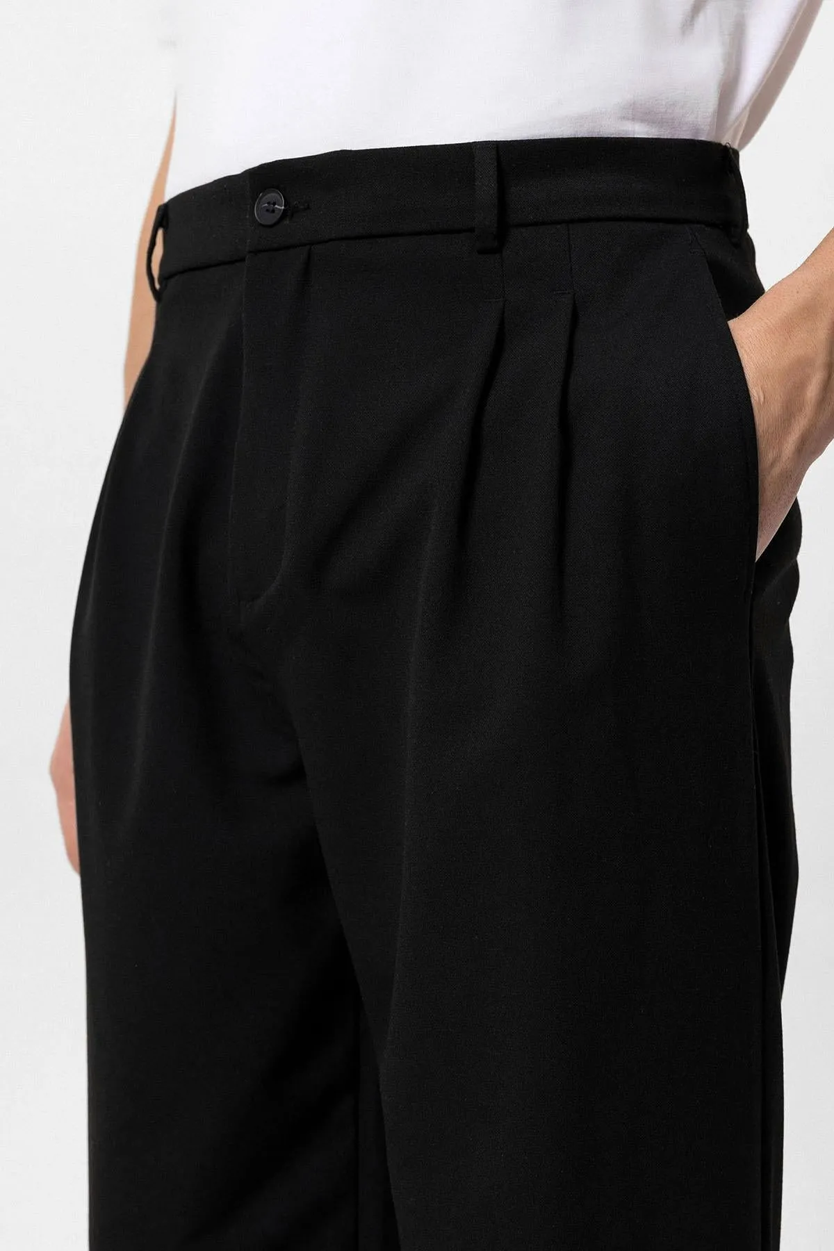 Men's Black High Waist Pleated Comfortable Fit  Trousers - Wessi sold by Wessi product image thumbnail 5