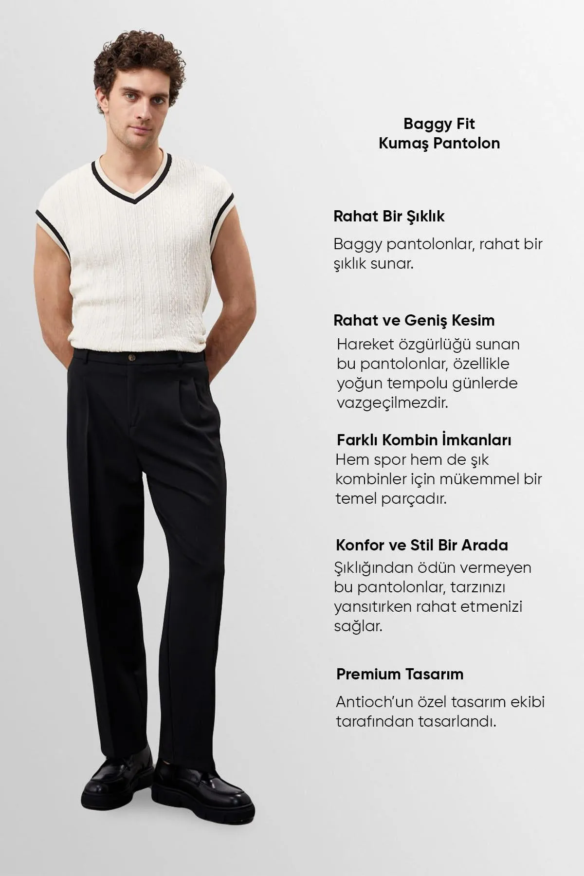 Men's Black High Waist Pleated Comfortable Fit  Trousers - Wessi sold by Wessi product image thumbnail 4