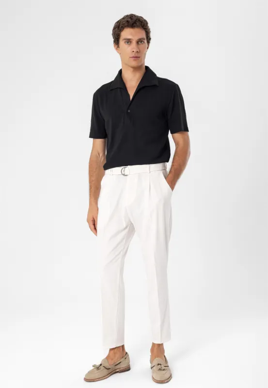 Ecru High Waist Girdle Closure Men's Trousers - Wessi sold by Wessi