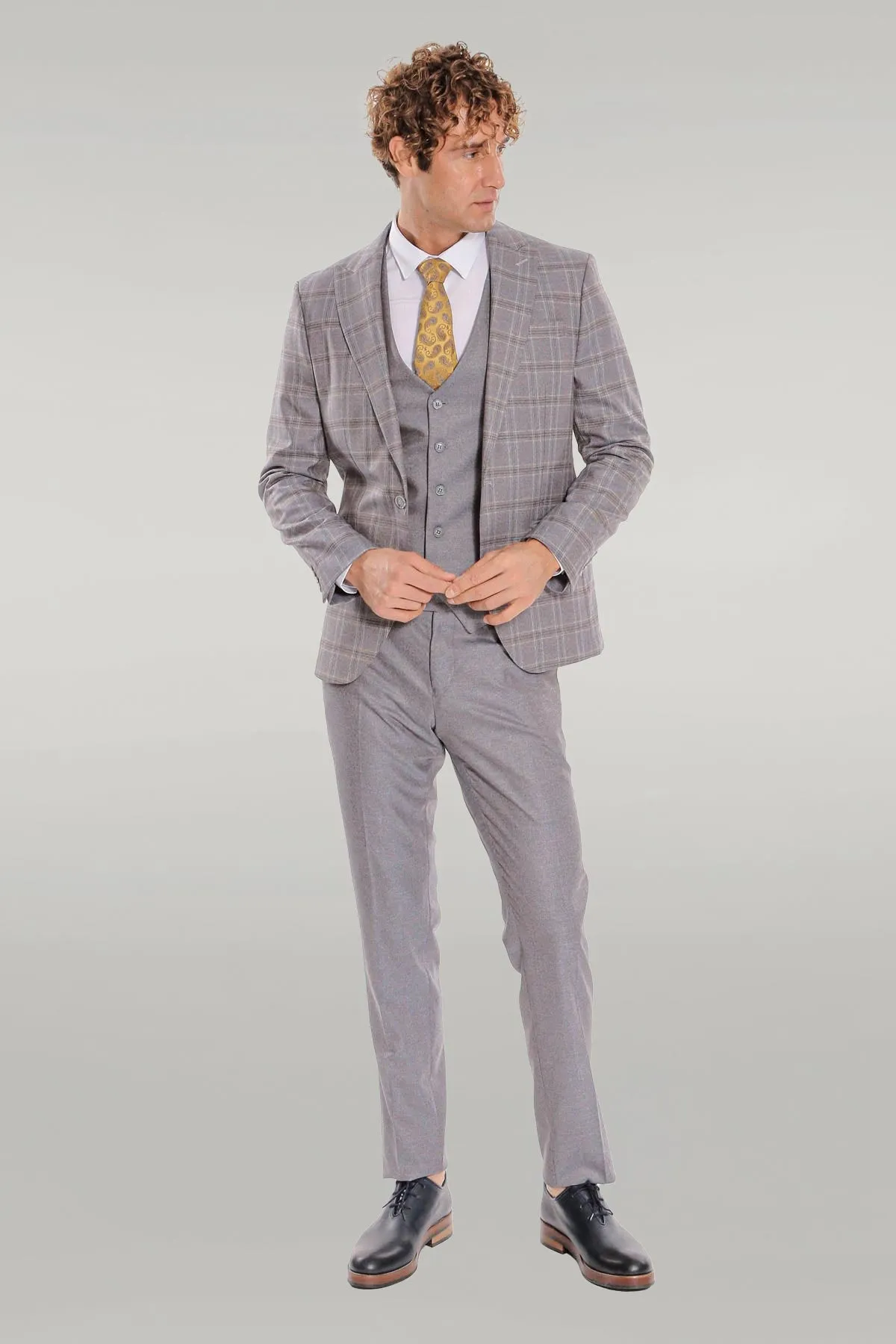 Checked Slim Fit Light Blue Men Suit - Wessi sold by Wessi product image thumbnail 2