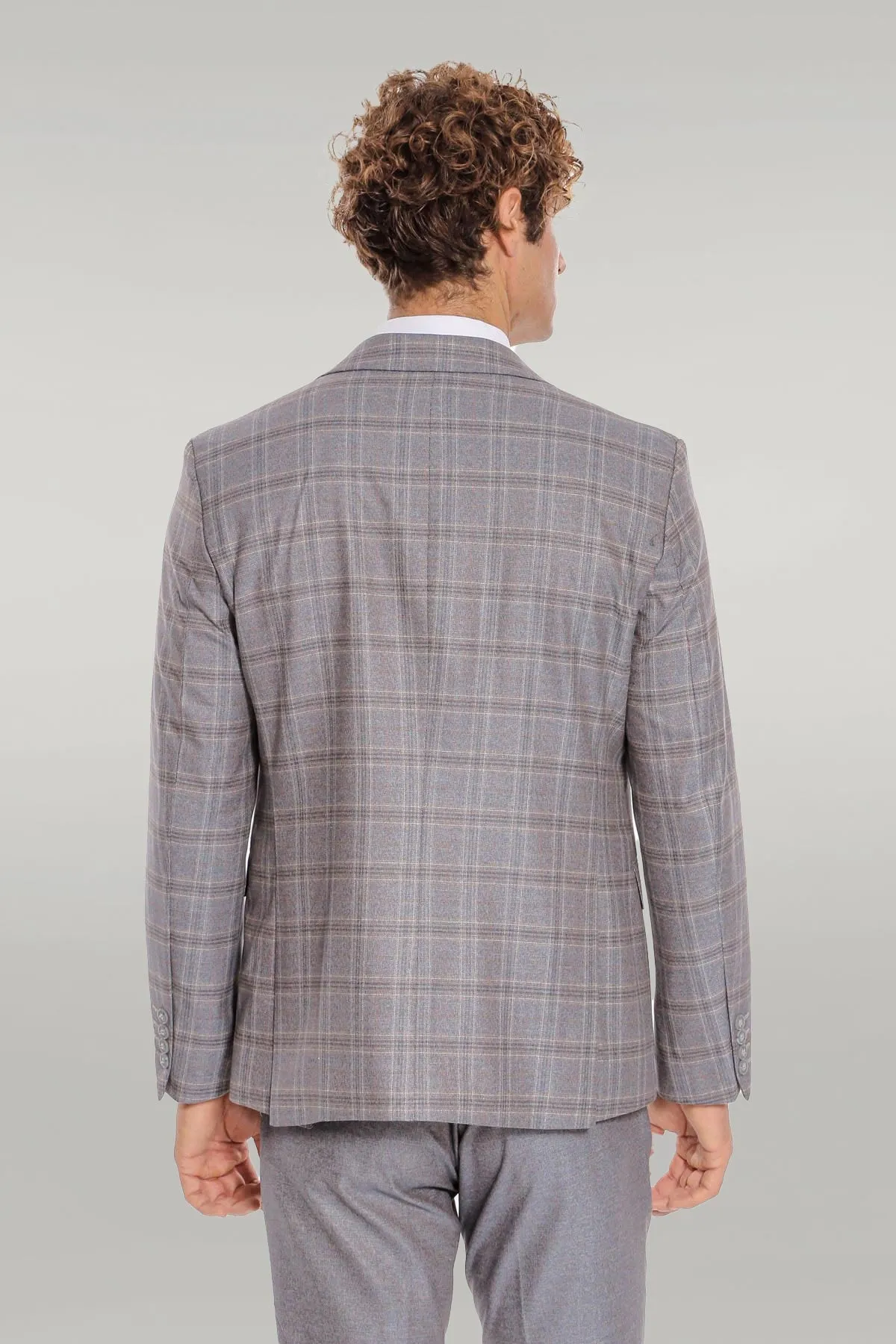 Checked Slim Fit Light Blue Men Suit - Wessi sold by Wessi product image thumbnail 4