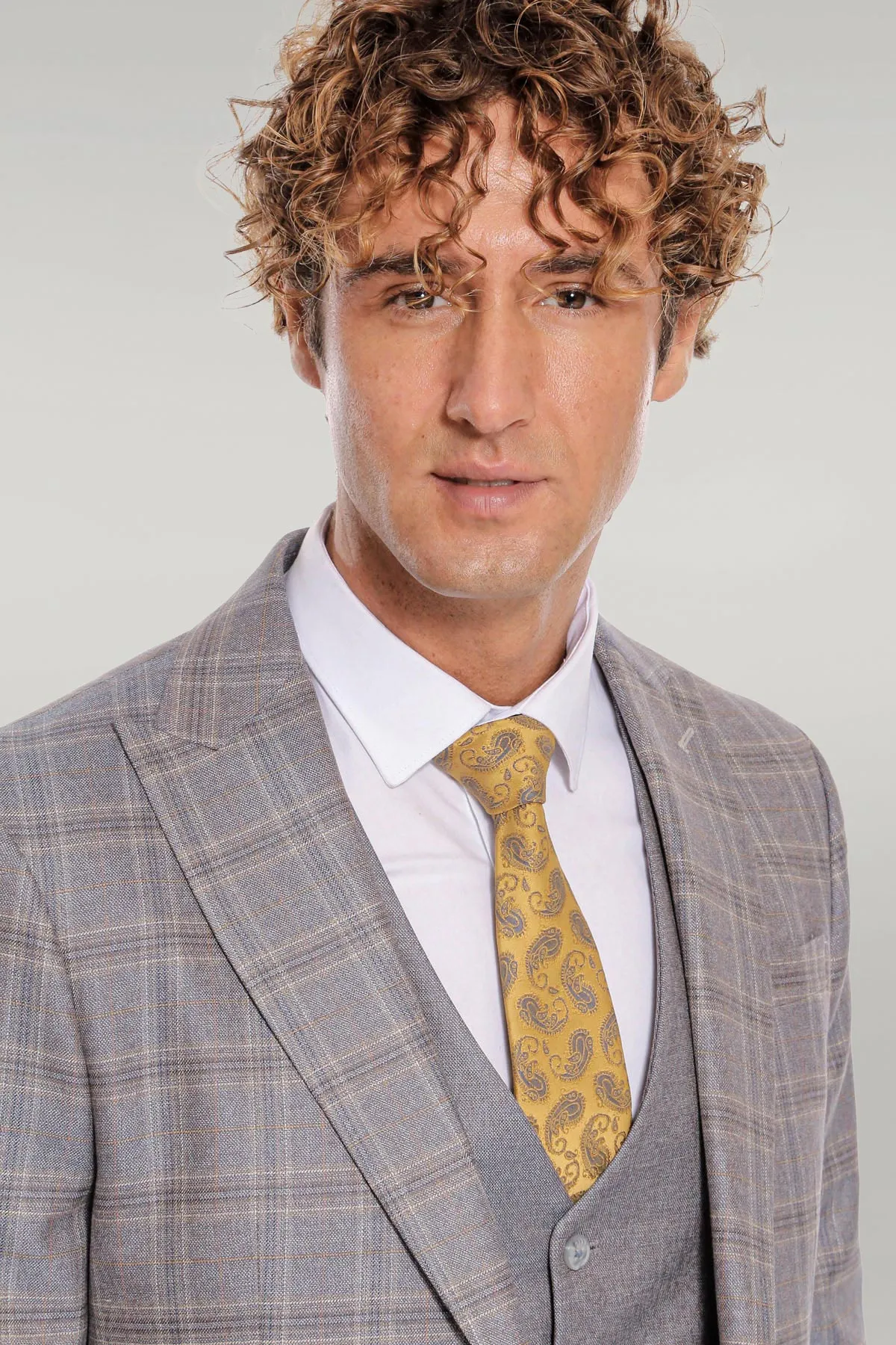 Checked Slim Fit Light Blue Men Suit - Wessi sold by Wessi product image thumbnail 3