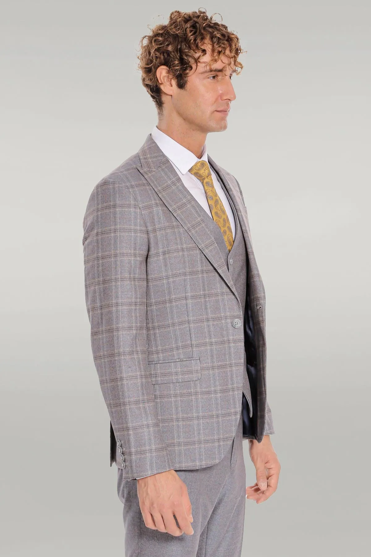 Checked Slim Fit Light Blue Men Suit - Wessi sold by Wessi product image thumbnail 5
