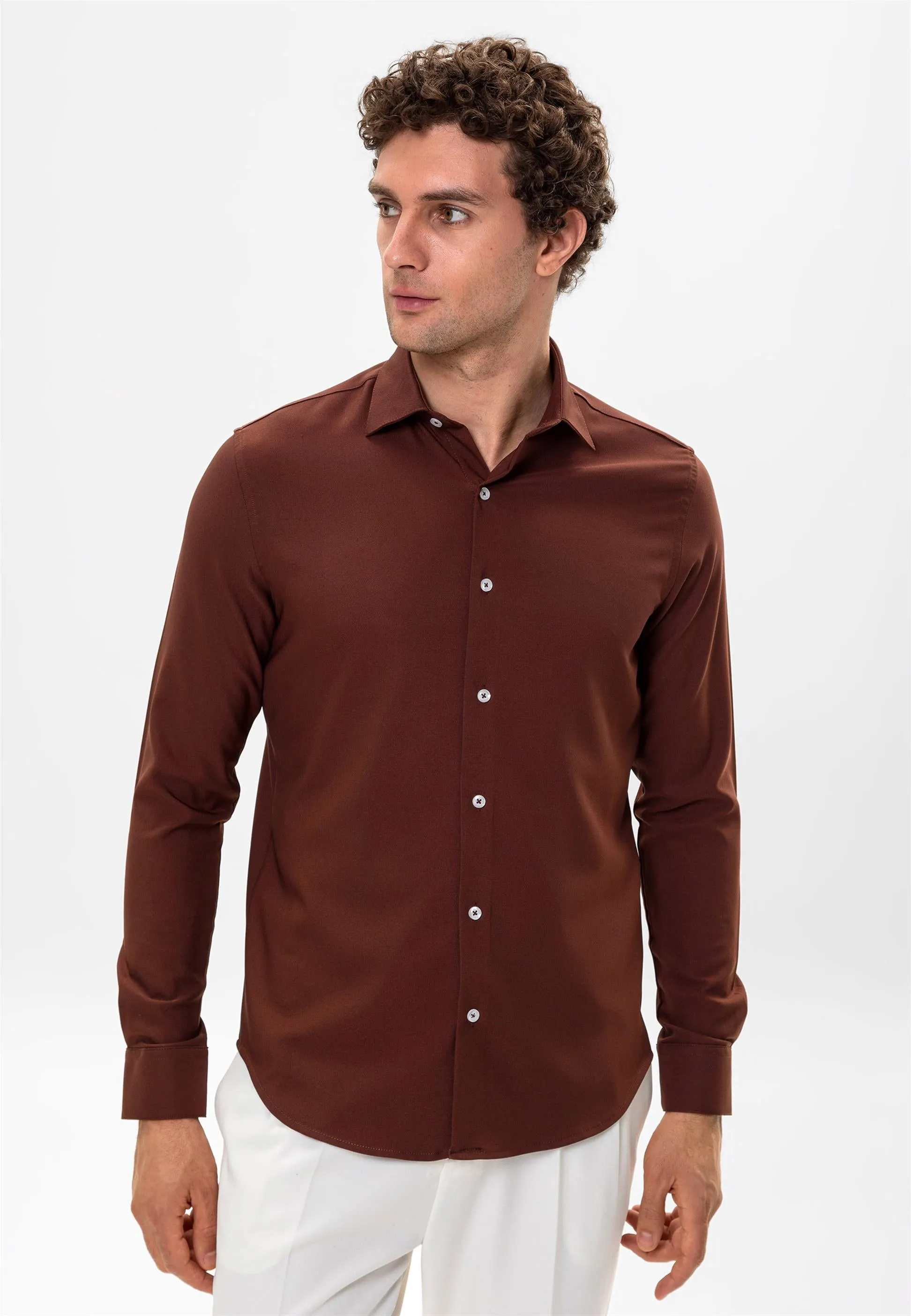 Men's Brown Slim Fit Shirt - Wessi sold by Wessi product image thumbnail 4