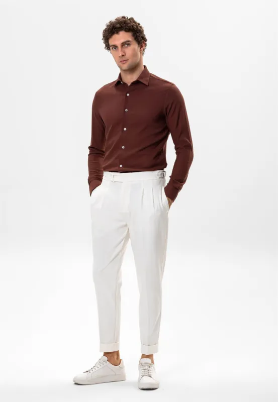 Men's Brown Slim Fit Shirt - Wessi sold by Wessi