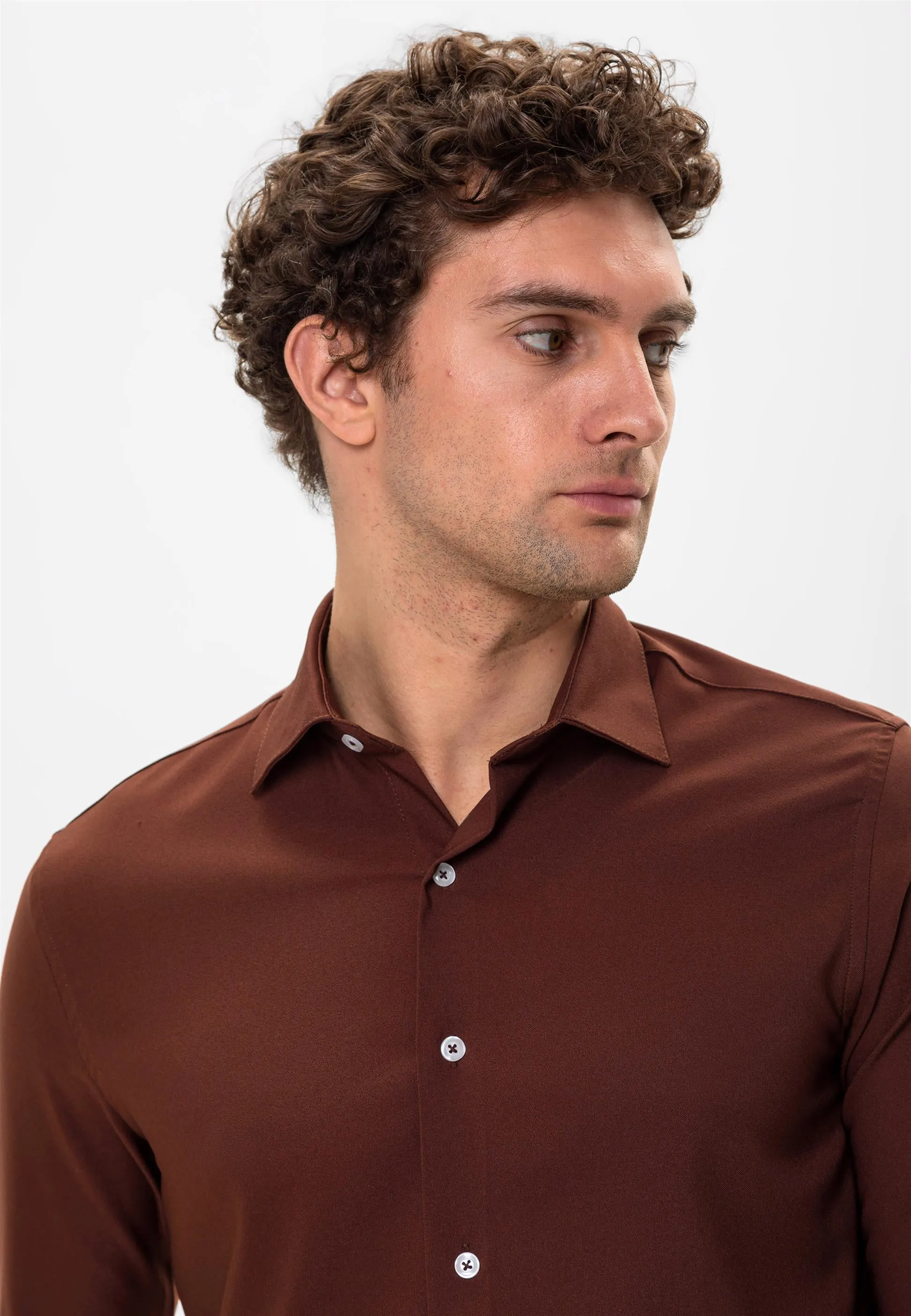 Men's Brown Slim Fit Shirt - Wessi sold by Wessi product image thumbnail 5