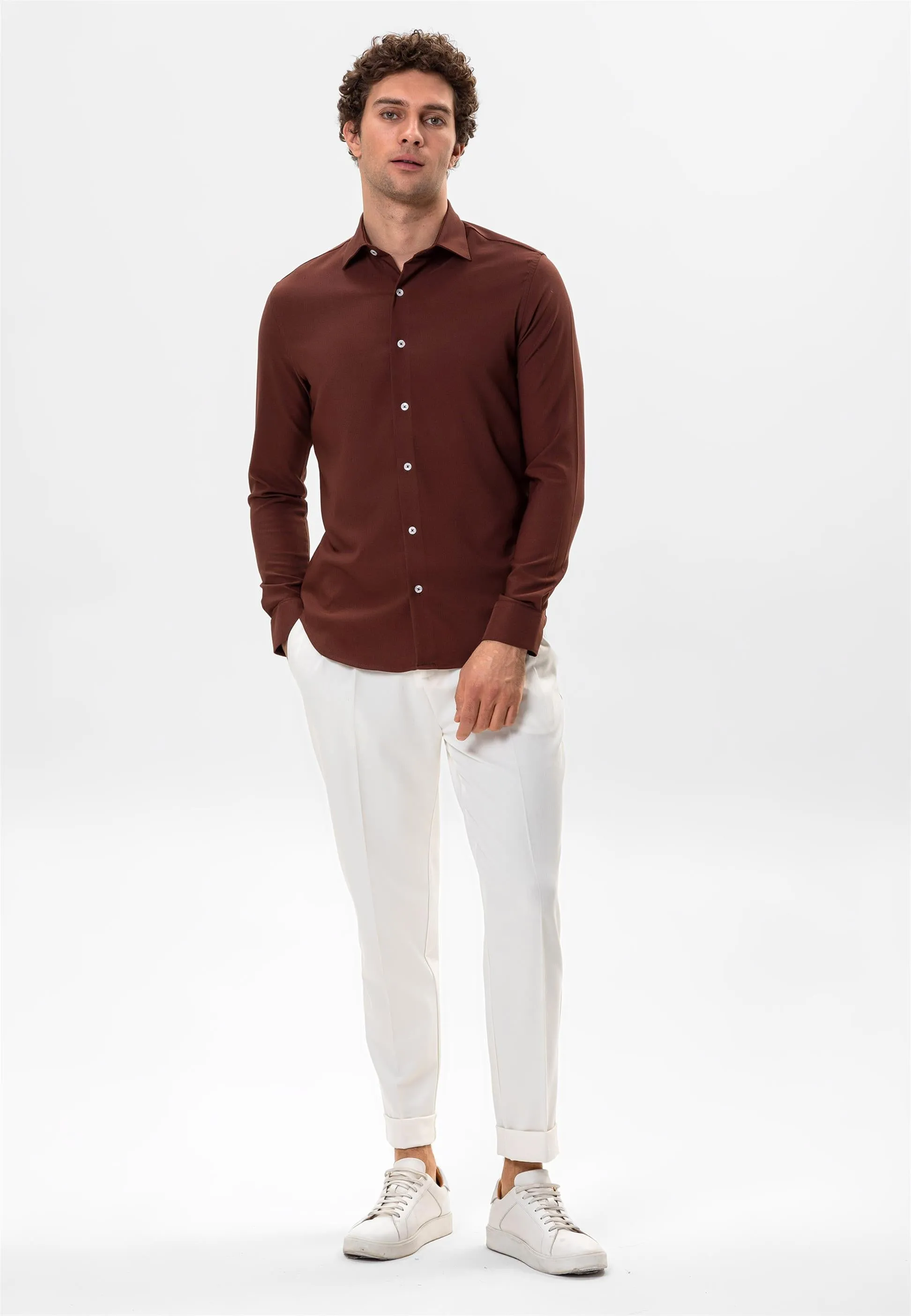 Men's Brown Slim Fit Shirt - Wessi sold by Wessi product image thumbnail 3